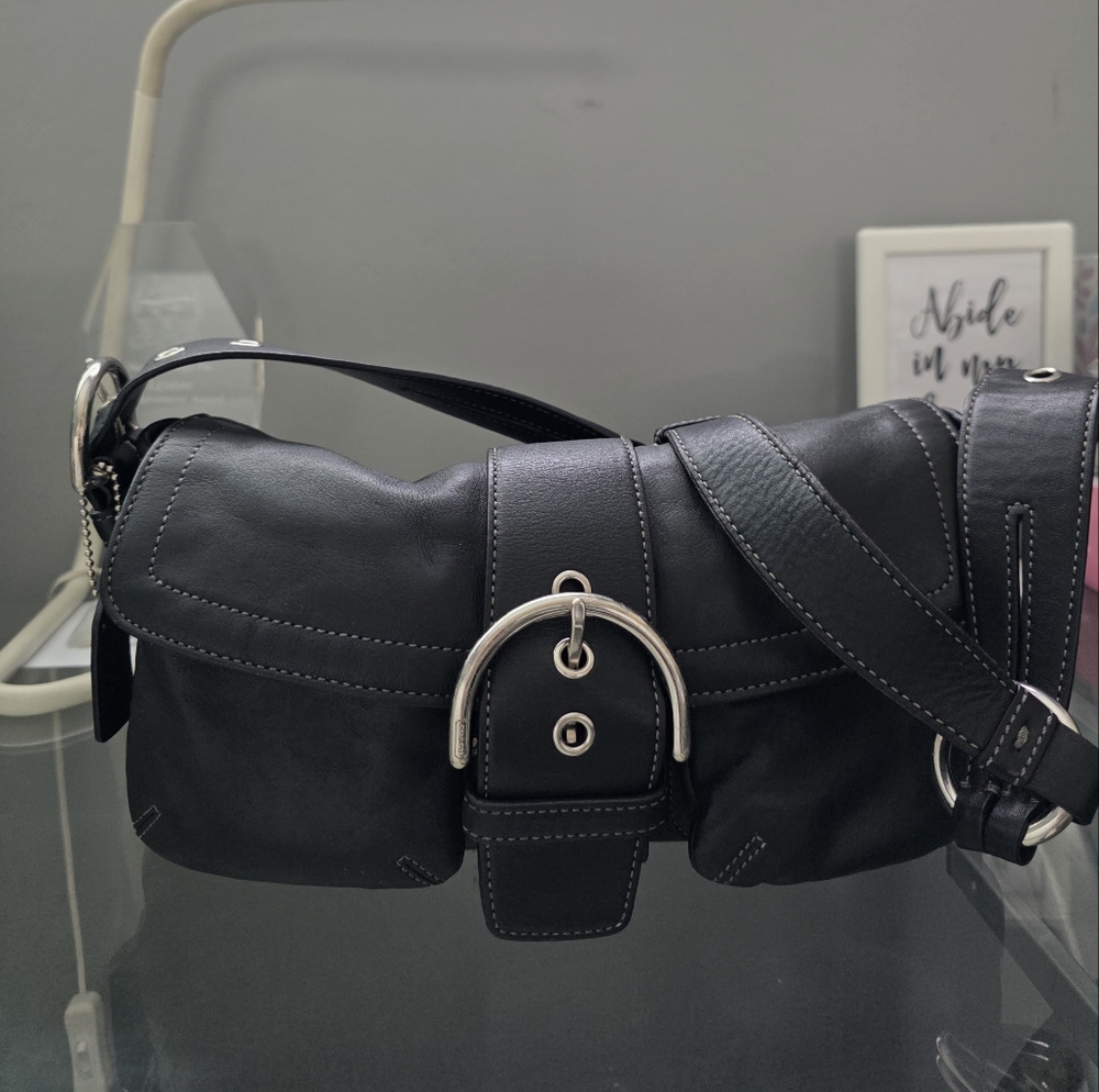 ☆ SOLD ☆ Black Coach Soho Pocket Buckle Flap #coach3653